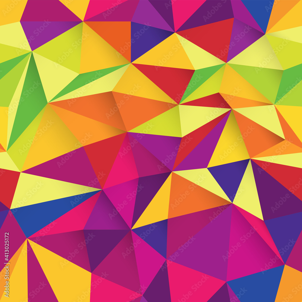 Aufkleber colorful triangles seamless pattern, vector. mosaic design texture. colorful abstract background.