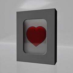 3D red heart packaged as gift, 3D rendering