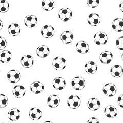Naklejka premium Black and white coloring soccer ball on white background. Seamless pattern, vector illustration.
