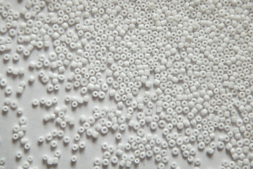 close up of white beads