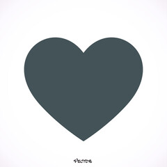 Heart Icon Vector. Perfect Love symbol. Valentine's Day sign, emblem isolated on white background with shadow, Flat style for graphic and web design, logo. EPS10 black pictogram.