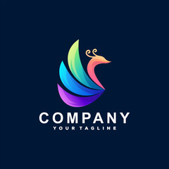 peacock color gradient logo design