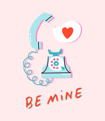 Vector illustration of a retro telephone with the message 