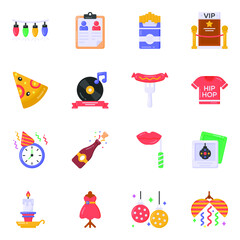
Pack of Party Celebrations Flat Icons 
