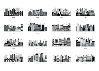 
Pack of Buildings Glyph Illustrations 
