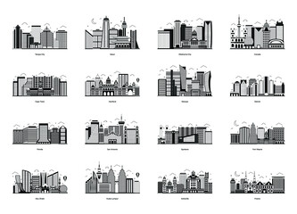 
Pack of City Landmarks Glyph Illustrations 
