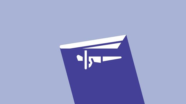 White Hang glider icon isolated on purple background. Extreme sport. 4K Video motion graphic animation