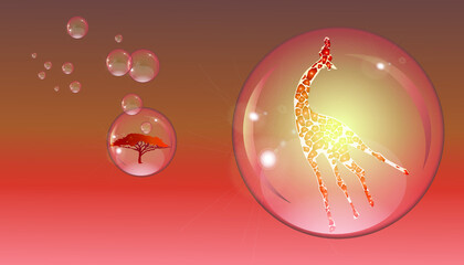 bubbles and giraffe