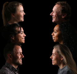 Group of beautiful people in front of a black background