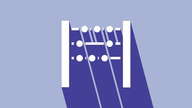 White Abacus icon isolated on purple background. Traditional counting frame. Education sign. Mathematics school. 4K Video motion graphic animation
