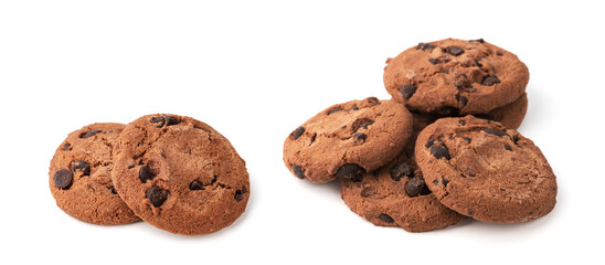 Chocolate chip cookie isolated on white background
