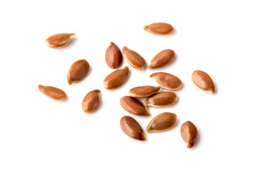 Flax seed on white background.