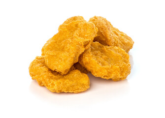 Fried chicken nuggets isolated on white background