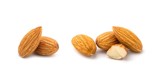 Almonds isolated on white background