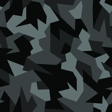 Geometric camouflage texture seamless pattern. Abstract modern military camo ornament for fabric and fashion print. Vector illustration.