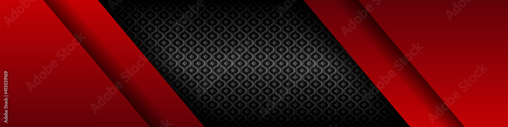 Wall mural abstract 3d metallic red shiny color black frame layout modern tech design . modern dark metal corpo