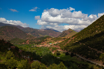 Fototapeta na wymiar High Atlas Mountains, Morocco. High Atlas Mountains and a village