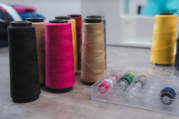 Threads of various colors in tailoring