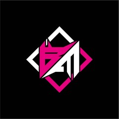 Modern minimalist design with letter B M initials and rectangular frame