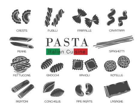 Types Italian pasta glyph icon