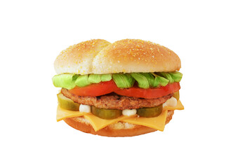 Fresh meat tasty burger isolated on white background