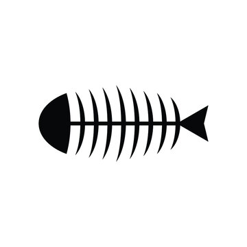 fish skeleton icon vector black icon line style