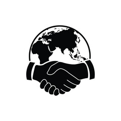 handshake vector business icon. Globe handshake 
