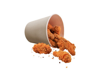 Fried Chicken Bucket isolated on white background © Waeel