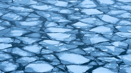 Large chunks of ice blocks forming a beautiful pattern, after the icebreaker ship passed by and crushed the densely packed ice. This is a necessity so that the sea traffic can continue in Stockholm. © Anders