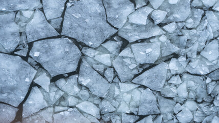 Big chunks of ice blocks forming a beautiful pattern, after the icebreaker ship passed by and crushed the densely packed ice. This is a necessity so that the sea traffic can continue in Stockholm.