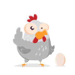 funny cartoon illustration of a chicken with an egg