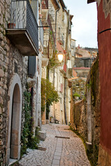 Fototapeta na wymiar Old houses in Guardia Sanframondi, a medieval village in the province of Salerno, Italy.