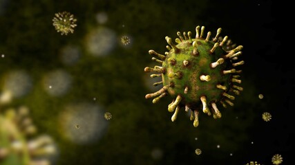 3D illustration. Coronavirus outbreak. Influenza Covid 19 virus dangerous flu.