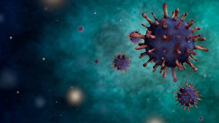 3D illustration flu coronavirus floating. Pandemic of Covid 19 virus infection.