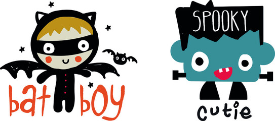 BABY T SHIRT design. cute halloween design. BAT BOY