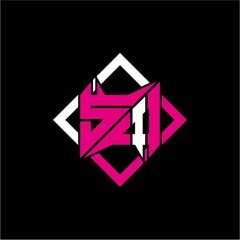 Modern minimalist design with letter S I initials and rectangular frame