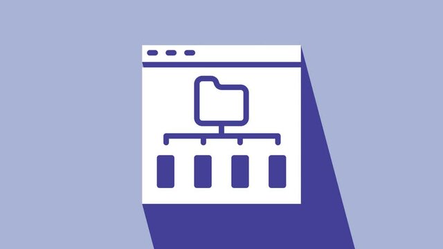 White Browser files icon isolated on purple background. 4K Video motion graphic animation