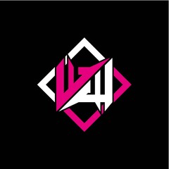 Modern minimalist design with letter W W initials and rectangular frame