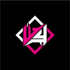 Modern minimalist design with letter W Y initials and rectangular frame