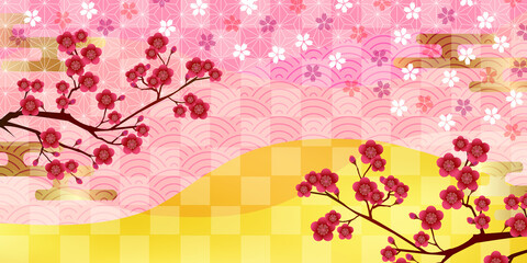 桜　和柄　梅　背景