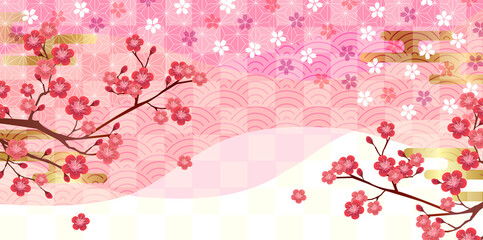 桜　和柄　梅　背景