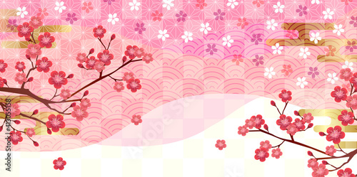 桜 和柄 梅 背景 Wall Mural Wallpaper Murals J Boy