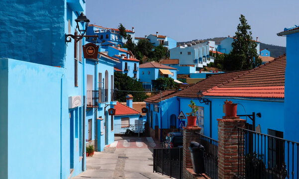 Juscar, Spain-April 22,2019: Beautiful image of the city called Los Pitufos in Malaga