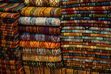 Traditional Turkish rug textile with patterns