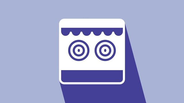 White Shooting gallery icon isolated on purple background. 4K Video motion graphic animation
