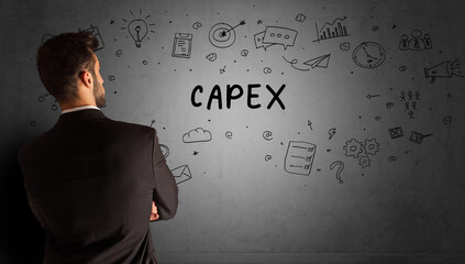 businessman drawing a creative idea sketch with CAPEX inscription, business strategy concept