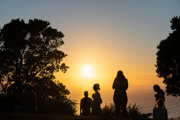 Fototapeta na wymiar View into sun from summit of Mount Maunganui