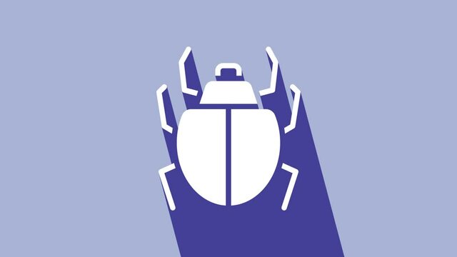 White Mite icon isolated on purple background. 4K Video motion graphic animation