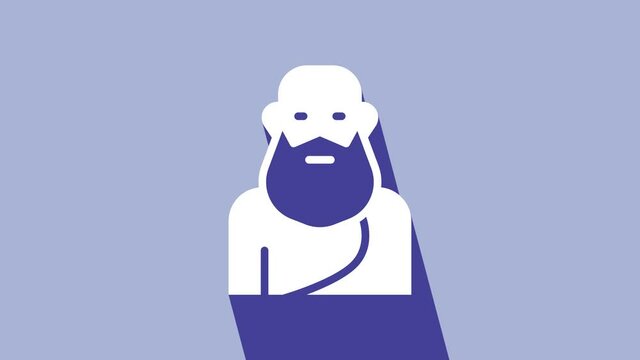 White Socrates icon isolated on purple background. Sokrat ancient greek Athenes ancient philosophy. 4K Video motion graphic animation