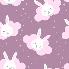 Cute bunnies vector seamless pattern. Easter background